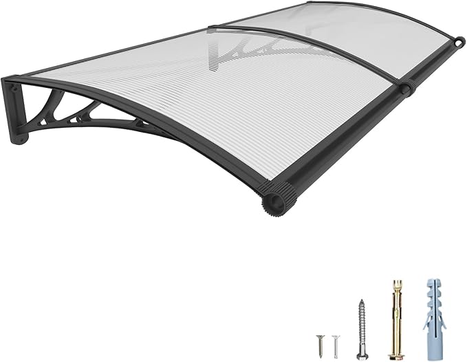 40''*80'' Window and Door Exterior, UV/Rain/Snow/Sunlight Protection Sheet,UPF 50+ Polycarbonate Overhang Canopy,House Overdoor Awnings for Door Entrance Outside/Patio/Porch/Deck