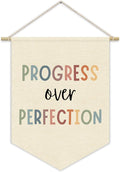 Positive Affirmation Wall Decor Canvas Banner, Classroom Decor, Progress Over Perfection, Kidsroom Wall Art, Teacher Gift, Canvas Hanging Pennant Flag Banner