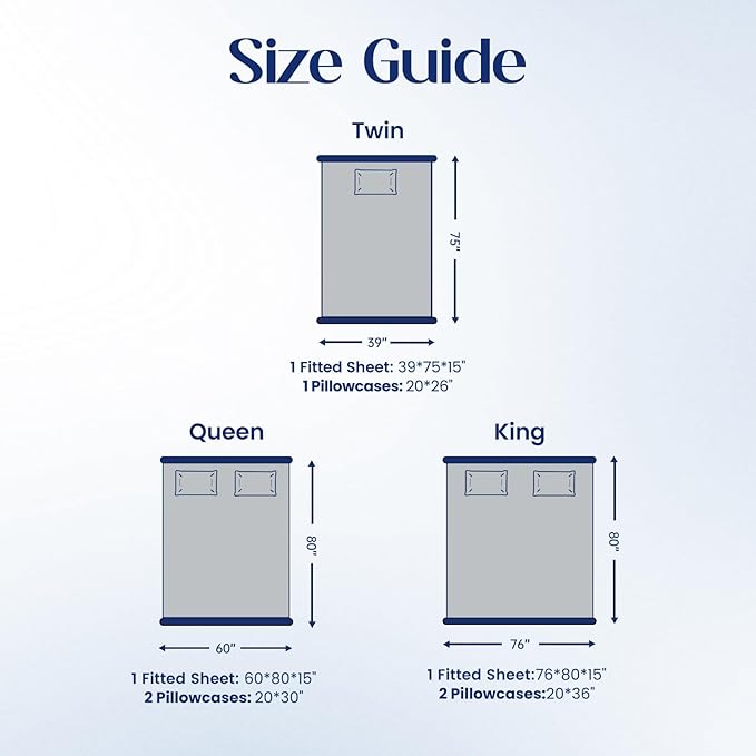 Dream Valley® King Size Sheets Set, Cooling Fitted Sheet with 2 Pillowcase-3 PCS with No Flat Sheet,Q-Max > 0.4 Aerocool, Cooling for Night Sweats, Hot Sleepers,deep Pocket up to 15",Cool Grey