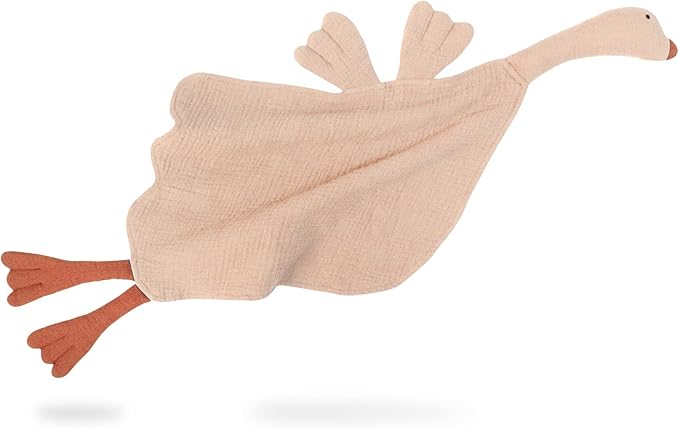 lulumoon Goose Security Blanket: Muslin Lovey for Babies Travel & Daycare - Skin-Friendly Snuggle Toy for Self-Soothe