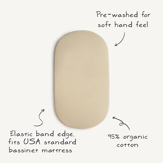 mushie Stretchy & Soft Bassinet Crib Sheet | Fitted 16" x 30" (Blush)