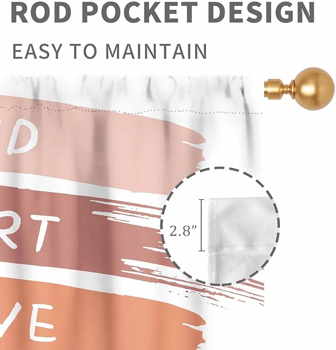 Rainbow Curtains for Classroom, Kids Girls Baby Boho Cute Inspirational Motivational Quotes Cartoon Colorful Pastel Nursery Classroom Bedroom Living Room Bathroom Window Drapes 2 Panels, 42"x45" Inch