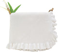 Cotton Baby Blanket with Ruffle Edge Soft Breathable Newborn Blanket for Boys & Girls, Lightweight Knit Throw for Crib, Stroller & Nursery Multiple Colors Available White 28x36