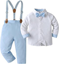 Baby Boys Pants Sets, Infant Long Sleeve Shirt + Pants + Bow Tie + Suspenders,Toddler Outfits