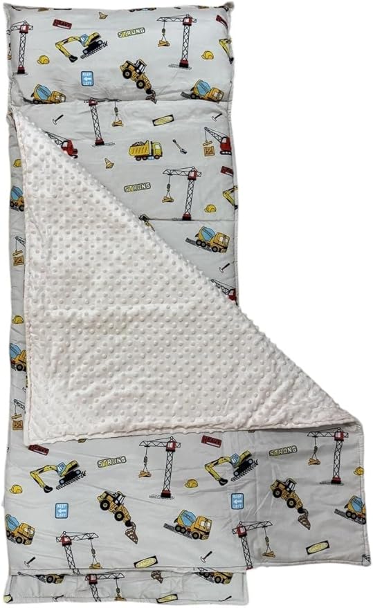 Toddler Nap Mat with Pillow and Blanket, Preschool, Nursery Sleeping Mat, Portable Bed for Kids, Ultra Soft Cotton, Fleece, Minky, Machine Washable, Travel Friendly, Kids Sleeping Bags, Cream.
