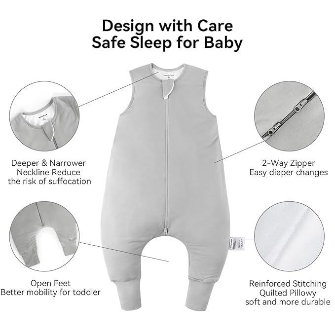 BubblePanda Rayon Made From Bamboo Toddler Sleep Sack with Feet 24-36 Months 2.5 Tog Winter Ultra Soft Warm Baby Sleep Bag Walker 2t-3t Quilted Thick Wearable Blanket with Legs 2-Way Zipper