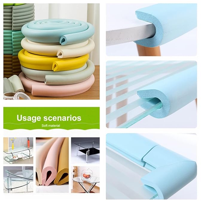 M2cbridge U Shape Extra Thick Furniture Table Edge Protectors Foam Baby Safety Bumper Guard 6.5 Ft (Grey (6.5ft x 2))