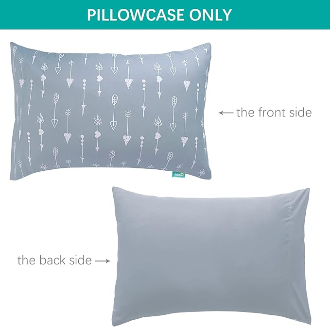 Biloban 3-Piece Toddler Sheet Set Microfiber, Toddler Bedding Set Includes Crib Mattress Sheet, Flat Sheet and Envelope Pillowcase, Silky Soft, Breathable and Lightweight, Arrow