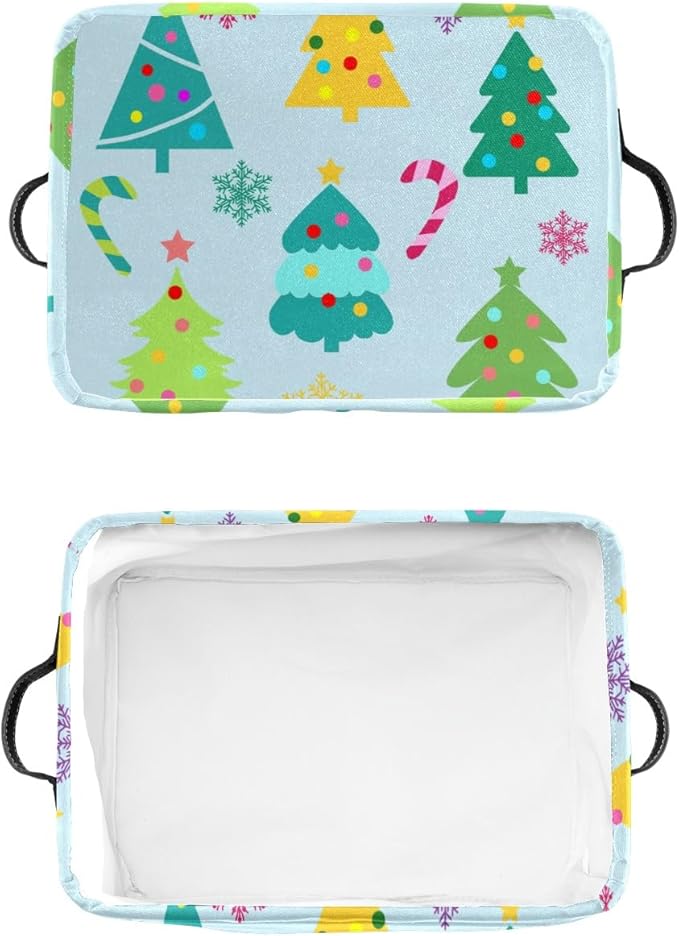 Deven Christmas Tree Personalized Large Storage Baskets for Organizing Shelves with Handle,Closet Decorative Storage Bins for Bathroom,Nursery,Home