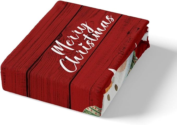 Merry Christmas Duvet Cover Set King Size, Cute Snowman and Xmas Tree Print Comforter Cover with 2 Pillowcases, Red Wooden Stripe Print Bedding Set 3pcs for Kids Girls Bedroom Decor,No Comforter