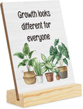 Inspirational Quote Wood Plaque Signs Motivational Quotes Gift Growth Looks Different for Everyone Potted Plant Art Desk Decor for Home Office 5×4 Inches Encourage planks2004