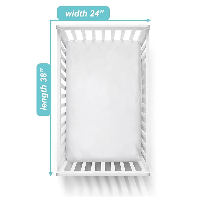 American Baby Company 2 Pack 100% Natural Cotton Fitted Mini Crib Sheets 38" x 24" - Soft & Breathable Small Nesting Portable Sheets, Fits Pack N Play Mattresses, Snow White, for Boys & Girls