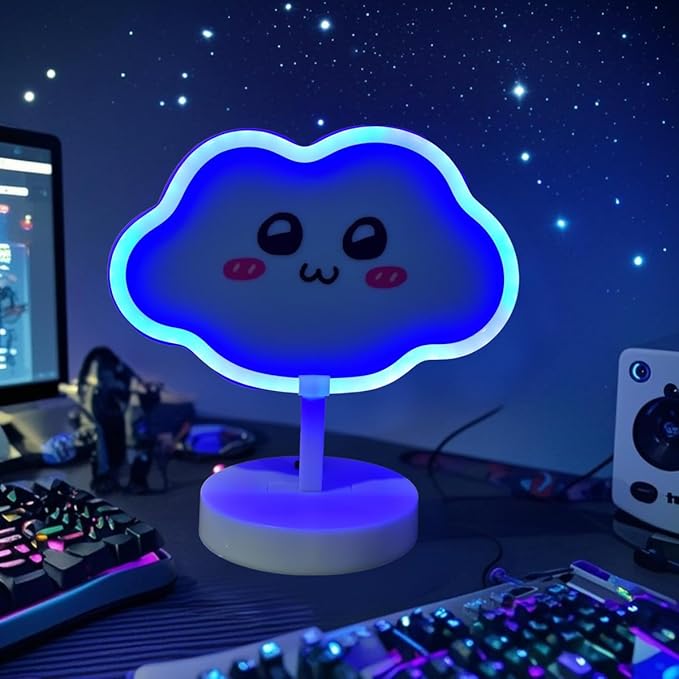 Blue Cloud Neon Night Light USB/Battery Dual Power Supply Touch LED Neon Sign Night Lights, Children's Room/Desk Atmosphere Light