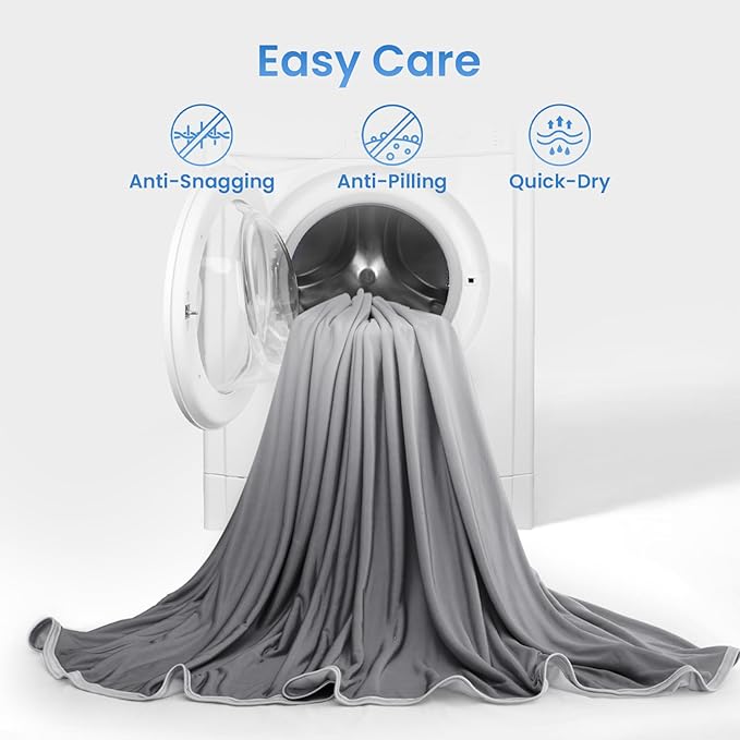 LUXEAR Gradient Cooling Blanket, Double-Sided Q-Max>0.5 Arc-Chill Summer Cold Blanket for Bed Sofa Chair Travel, Absords Heat to Keep Body Cool for Hot Sleeper & Night Sweats Adult Kids- Grey- 79"x86"
