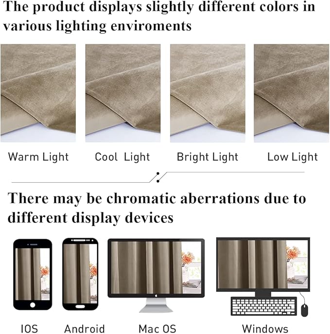 StangH Camel Beige Curtains 100 inches Long Back Tab Thermal Insulated Noise Reducing Drapes for Sliding Door Living Room Home Decoration for Bedroom, W52 x L100, 2 Panels