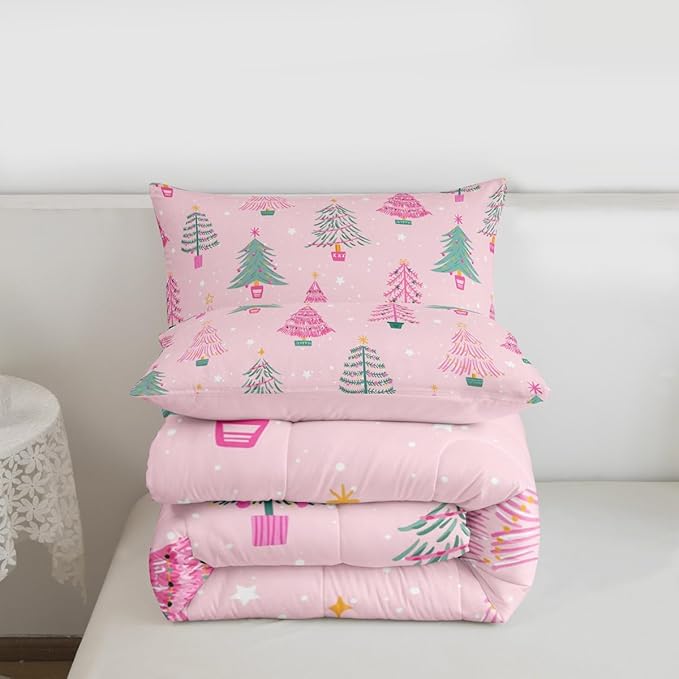 Feelyou Xmas Comforter Set King Size Christmas Tree Bedding Set for Kids Boys Girls Christmas Decor Duvet Quilt New Year Gift Bedroom Decor Microfiber 3 Pcs with 2 Pillow Cases