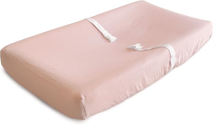 mushie Extra Soft Muslin Fitted Changing Pad Cover (Blush)