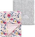 CREVENT 2Pcs 30''X40'' Cute Cozy Fluffy Warm Baby Blankets for Infants Toddlers' Bedding Crib Cot Stroller - Grey Cloud + Minky Flower