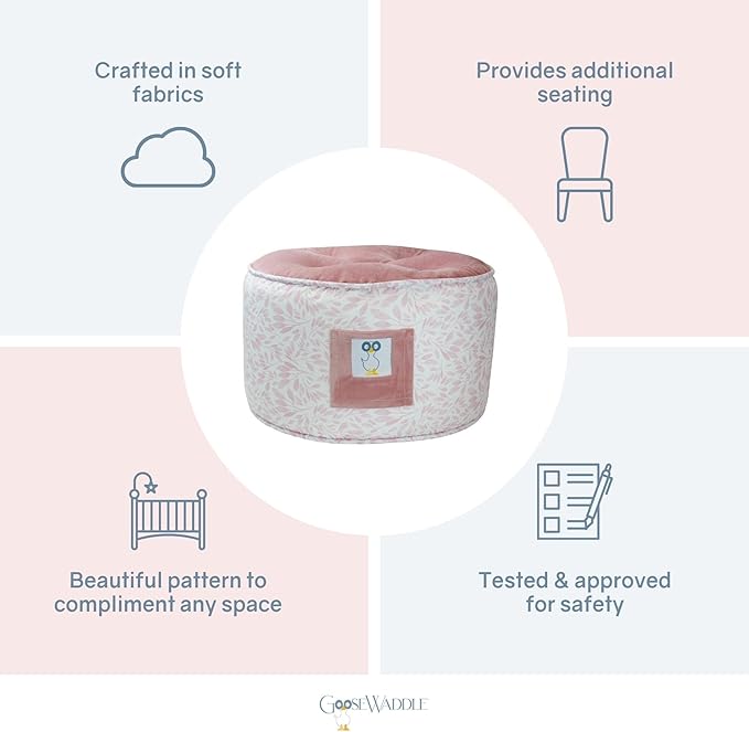 GooseWaddle Soft and Comfortable Kids Ottoman Toddler Pouf Seating for Your Little One's Playroom or Nursery (Star Light Blue)