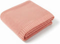 Baby Knit Blanket Soft Cotton Lightweight Newborn Blanket for Crib Stroller Toddler Nursery Shower Gift Cozy Breathable Travel Swaddle Wrap Rose Pink 36 x 28 Inches