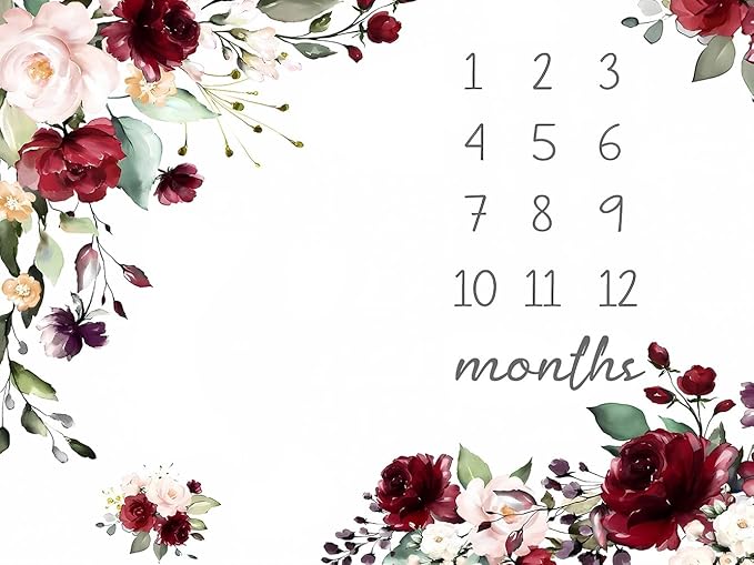OLIVE OLIVIA Personalized Monthly Baby Milestone Blanket, Baby Months Blanket, Perfect Custom Newborn Gifts,30"x40"