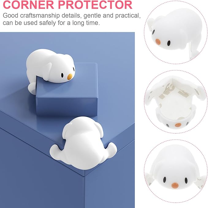 FRCOLOR 4pcs Corner Protectors Soft Silicone Dog Design Anti-Collision Furniture Guards for Table Edge Safety in Homes and Nurseries