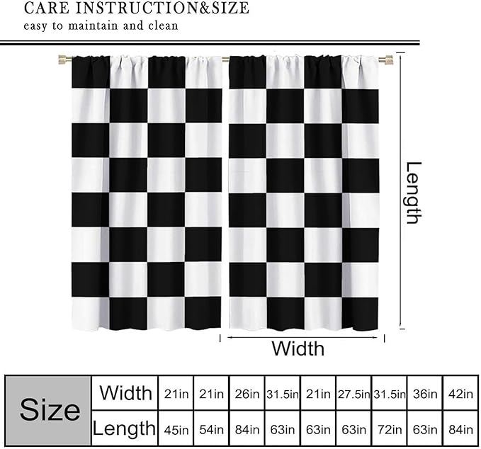Black Checkered Curtains,70s Vintage Twisted Checkered Window Drapes Colorful Groovy Trendy Wavy Hippie Grid Print Window Treatments for Kids Boy Bedroom Living Room 84" W X 84" L