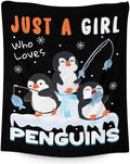 Penguin Blanket Adult - 60" x 80" Inches Cute Blanket for Women - Black Lightweight Furry Throws for Sofa, Bed & Living Room
