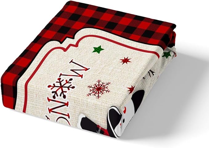 Manfei Cute Snowman Duvet Cover Set Queen Size, Xmas Trees Snowflake Comforter Cover with 2 Pillowcases, Christmas Theme Red Plaid Bedding Set 3pcs for Kids Girls New Year Bedspread Cover,No Comforter
