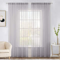 MIULEE 2 Panels Solid Color Sheer Window Curtains Elegant Window Voile Panels/Drapes/Treatment for Bedroom Living Room (54X90 Inches Light Grey)