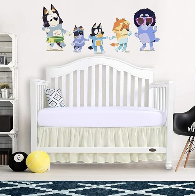 Crib Bed Skirt 28” x 52” with 14” Drop – Split Corners Dust Ruffle, Microfiber - Breathable, Durable, Elastic Adjustable Fit, Soft Nursery Bedding for Baby Boys & Girls, Ivory Solid