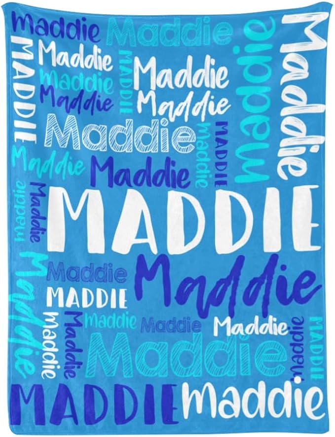 Dr.TOUGH Personalized Blankets with Name Customized Baby Blankets for Girls Boys Adults Monogrammed Blankets and Throws Christmas Birthday Mothers Fathers Valentines Day Gift (Blue-Green,50''×60'')