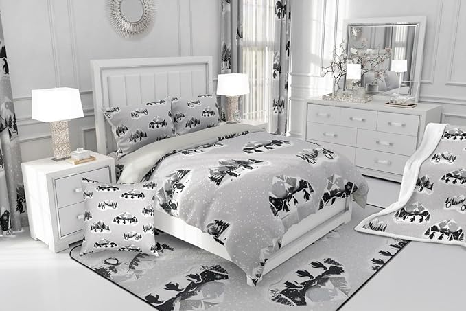 Feelyou Christmas Kids Comforter Set Twin Size Polar Penguin Bedding Set Snowflake Duvet Quilt for Kids Boys Girls Bedroom Winter Decor Microfiber Ultra Soft Breathable