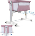 Electric Bassinet for Baby, 3 Speeds Automatic Rocking Bassinets with All mesh, 5 Height Adjustment Bedside Crib for Nweborn, 8 Music, Wheels, Pink