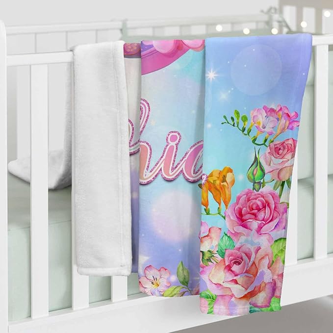 Ship Next Day, Personalized Baby Name Blanket for Girls Boys, Custom Toddler Blankets with Name & Capital Letter Gradient Pattern, Customized Throw Blanket Gifts for Kids Teens on Birthday Christmas
