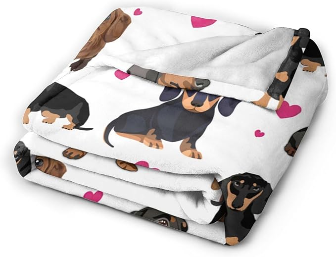 Tijuboni Dachshund Throw Blanket Dog Gifts for Girls Boys Women Men Kids Adults Soft Flannel Fleece Blanket for Couch Sofa Bed Home Decor 60"x80"