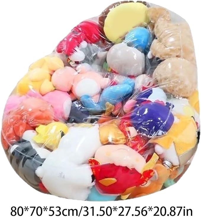 Clear Stuffed Animal Storage Bean Bag Chair Cover - Extra Large Stuffed Animal Storage Chair Waterproof & Easy-Clean Toy Organizer with Plastic Window (Cover Only, No Filler) (2Pcs)
