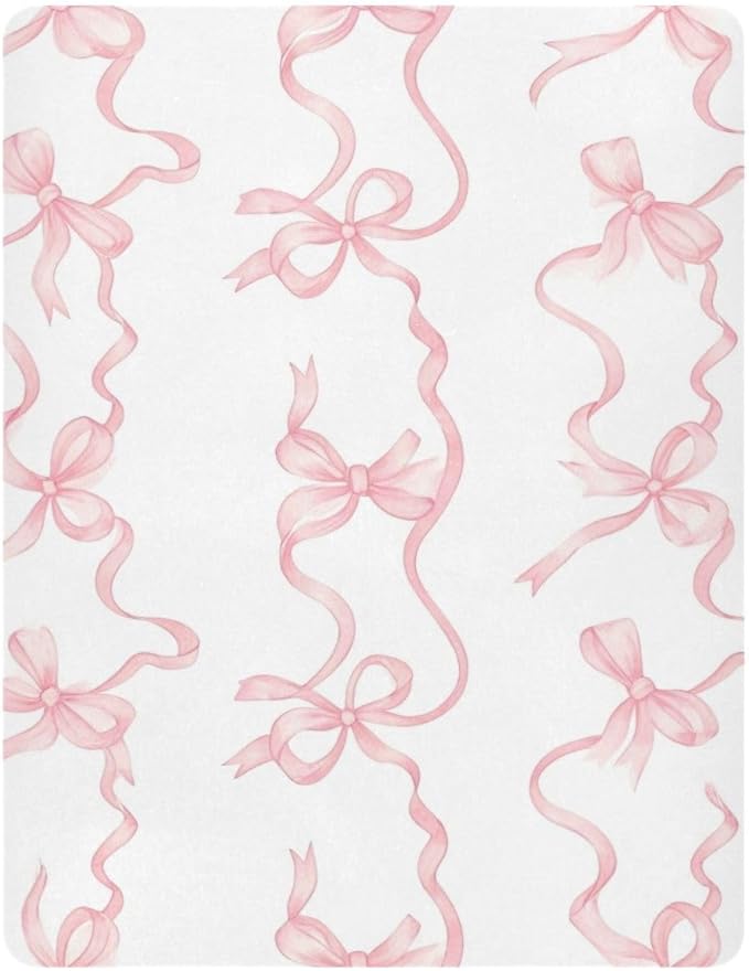 Watercolor Bows Crib Sheets for Boys Girls Pack N Play Sheet Soft Breathable Mini Crib Sheets 39" x 27"