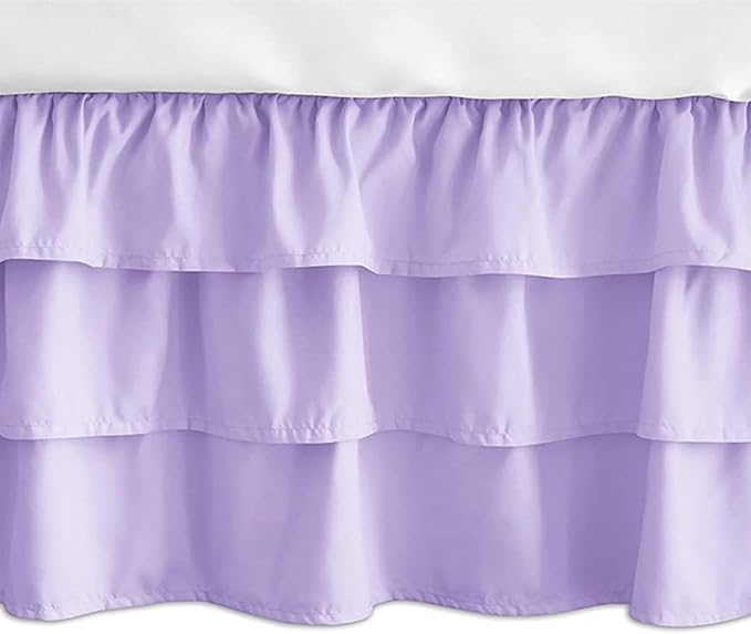 Ruffled Crib Bed Skirt: 3 Tiered Ruffled Crib Skirt Baby Girl Nursery Toddler Bedding Dust Ruffle, 17.7" Deep Drop- Fits Standard Cribs,28"x 52" (Purple)