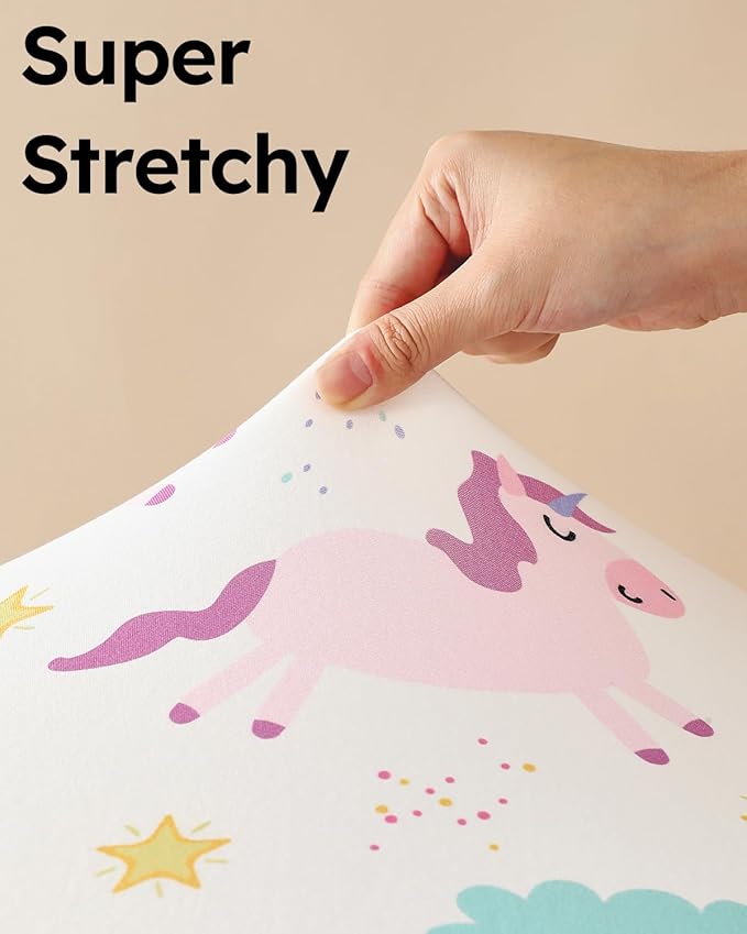 Pack and Play Sheets Fitted, 3 Pack Soft Stretchy Baby Mini Crib Sheets for Pack N Play Mattress and Portable Playard Sheets for Girls Purple Rainbow Unicorn