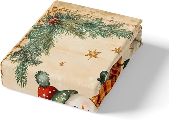 Manfei Christmas Kids Duvet Cover Set King Size, Cute Snowman Bedding Set for Boy Girl Room Decor, New Year Holly Leaf Print Comforter Cover, Lightweight Bedspread Cover, 2 Pillowcases, No Comforter