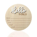 Baby Announcement Sign, 5.9 Inch Wooden Hello World Newborn Signs, Birth Announcement Sign, Baby Shower Hospital Nursery for Newborn Boys and Girls (White)