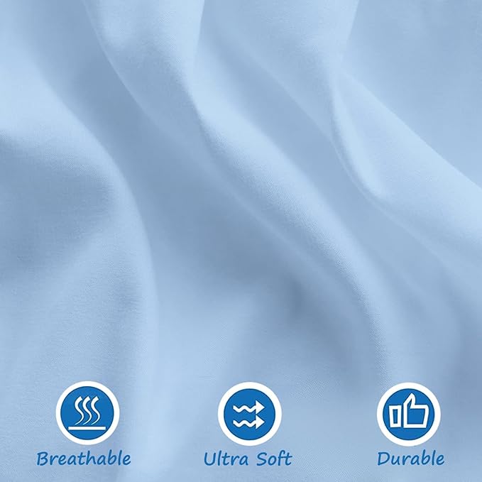 Light Blue Crib Bed Skirt 28" x 52" with 14" Drop - Dust Ruffle Crib Skirt with Split Corners - Soft Nursery Standard Crib Toddler Bedding Skirt for Baby Boys or Girls
