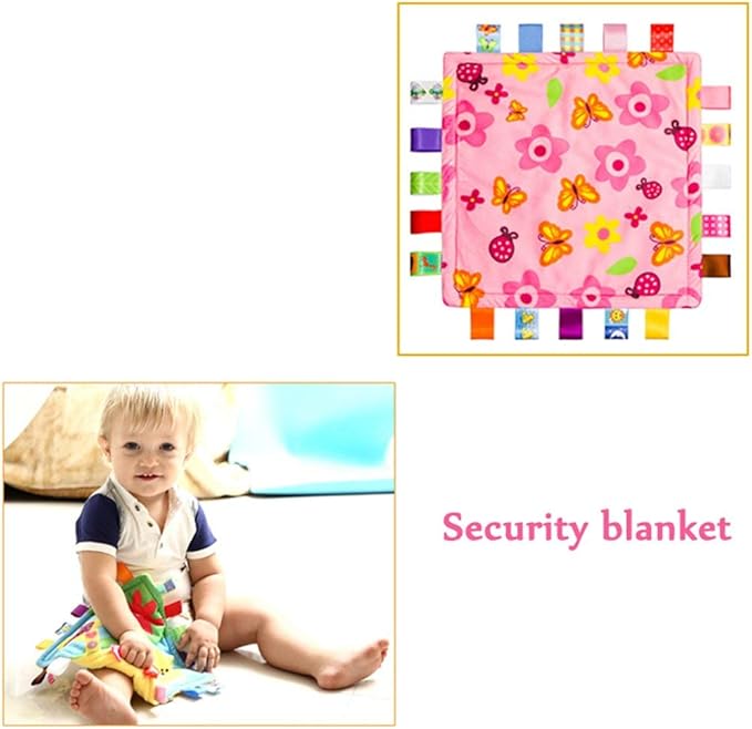 Inchant Colorful Ribbons Baby Taggy Blanket Comforter appese Towel, Flower Shape Kids Toddlers Security Blanket