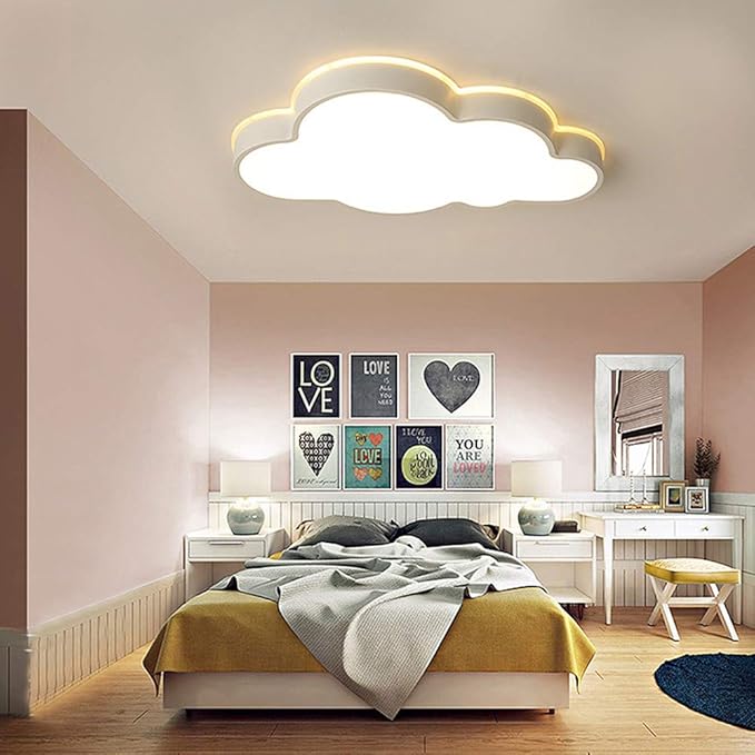 LAKIQ Modern Creative Acrylic LED Lights Cloud Shape Children Room Ceiling Light Flush Mount Ceiling Chandelier Lighting Fixture for Kids Bedroom Kindergarten Living Room (Warm Light, 25.5'')