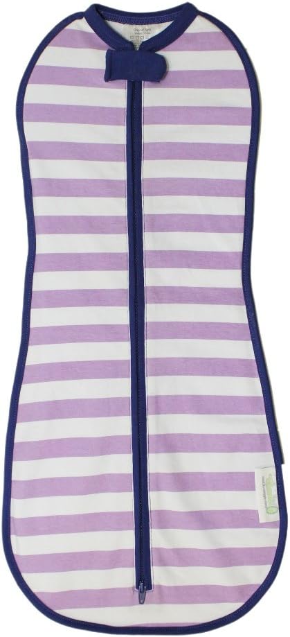 Woombie Original Baby Swaddling Blanket - Soothing, Cotton Baby Swaddle - Wearable Baby Blanket, Purple Stripe, 14-19 lbs, 3-6 Month