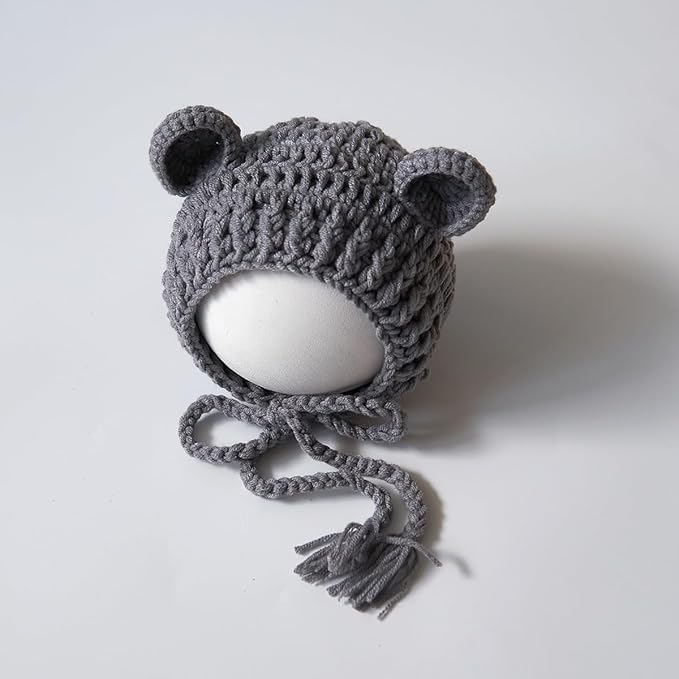 Zeroest Newborn Baby Boy Girl Photography Props Bear Hat Outfits Crochet Kint Handmade Cap Set for Newborn Photo Shoot