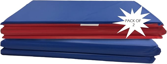 KinderMat, 5/8" Thick, 4-Section Rest Mat, 45" x 19" x 5/8", Red/Blue, Great for School, Daycare, Travel, and Home, Made in The USA