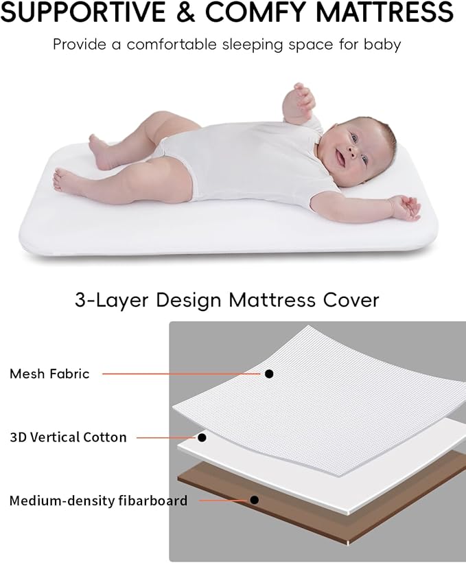 Baby Bassinet - Bassinet Bedside Sleeper,3-in-1 Bedside Bassinets for Baby,Rocking Bassinet with Mattress,Wheels,All Mesh Sides& Storage,6 Height Adjustable Crib,ASTM Certified(Mesh Grey)
