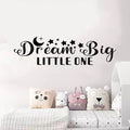 Kids Quotes Wall Decals for Nursery: Baby Inspirational Positive Moon Stars Vinyl Art Wall Stickers - Bedroom Playroom School Wall Decor - Dream Big Little One 35" X 9.8"